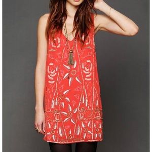 Free people secret garden embellished coral dress